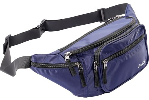 ProCase Große Bauchtasche Gürteltasche Wasserdicht Hüfttasche für Herren und Damen Große Nylon Fanny Pack mit 6 Reißverschlusstaschen für Reisen Sport Wandern Joggen Hundespaziergänge