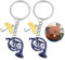 Fllyvly 2er Set Waldhorn-Schlüsselanhänger Inspiriert von How I Met Your Mother, Blaues Horn und Gelber Regenschirm Anhänger, Edelstahl-Schlüsselring, Geschenk für Serienfans-schlüsselanhänger blau