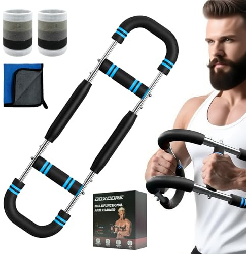 Twister Arm Trainer, 60-110lb Adjustable Resistance Workout Equipment Twister Arm Chest Exerciser Power Twister Bar, Portable Chest Press Machine Detachable Design Fitness for Home & Gym