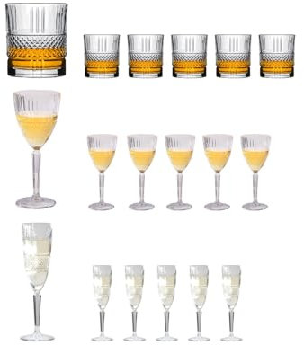 Avilia - Bicchieri acqua vetro, calici vino, flute vetro per brindisi e aperitivo - Set Brillante 18 Pezzi elegante per tavola raffinata, lavabile in lavastoviglie