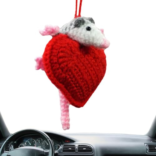 Pendentif de Voiture | Opossum en Forme de cœur - Décoration de rétroviseur de Voiture au Crochet pour intérieur de véhicule, Arbre de Noël, Camion, et Femme