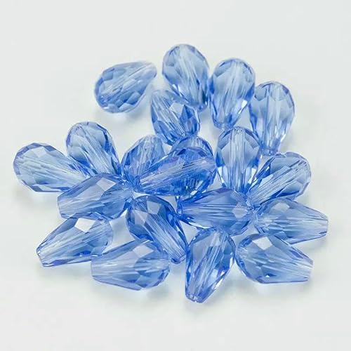 Kristallperlen in Tropfenform, Glas, 6 x 8 mm, 8 x 10 mm, lose, runde Abstandshalterperlen für die Schmuckherstellung (DIY), 24 Farben – Hellblau – 6 x 8 mm, 70 Stück