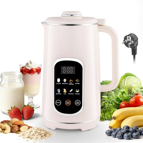 Macchina per latte di noci 8 in 1 con pannello touch Icon, latticino vegetale 1200 ml con autopulente, timer e funzione di mantenimento del caldo – Latte di soia e avena macchina per latte di mandorle