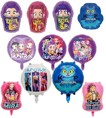 11pcs Kpop Balloons Birthday Party Mylar Foil Balloons for Kpop Themed Birthday Party Decorations Supplies