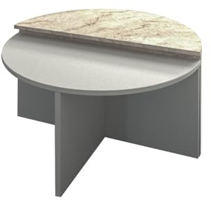 Hanah Home Modern Coffee Table Set (2 Pieces), Grey & Travertine, 70 cm | 100% Melamine Coated Particle Board, 18 mm Thick | Stylish Marble Design for Contemporary Living Spaces