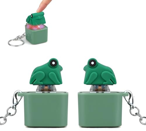 Coolden 2Stück Frosch Schlüsselanhänger Clicker Fidget Toys mit Licht Sound | Wiederaufladbarer Quakender Frosch Keychain Anti Stress Spielzeug Lustiger Tastatur Angst Fidget Geschenke Erwachsene Kinder