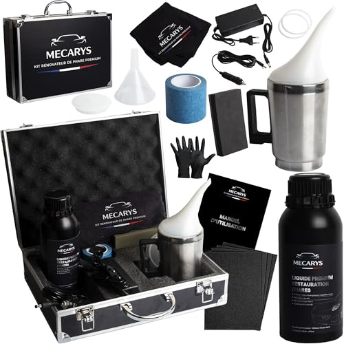 MECARYS Kit Rénovation Phare Voiture 600ml – Polymérisation & Protection UV | Kit de Renovation de Phare Voiture