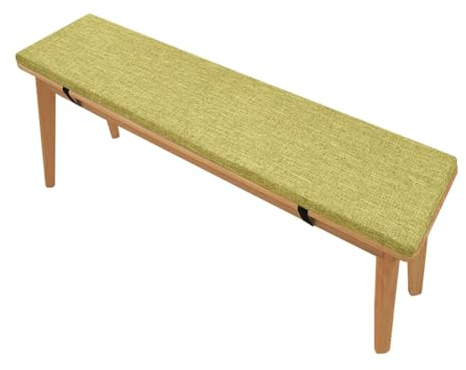 DELVOYE Sitzkissen Bank 3 cm dick Bankauflage Outdoor Drinnen Leinenstoff Bankpolster Schaumstoff Polster für Sitzbank rutschfest Eingang Schuhbank Flur Möbel Bankkissen(Grass Green,35x200cm)