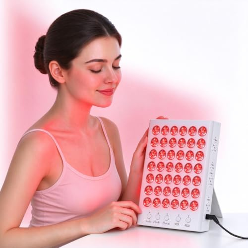 Warmforwel Rotlichttherapie Panel 660nm 850nm Infrarotlampe verstellbarer | 40 LED Doppelwellenlänge,3-stufiger Timer,tragbar für Gesicht Körper,Hautpflege Muskelschmerzlinderung,Schutzbrille Netzteil