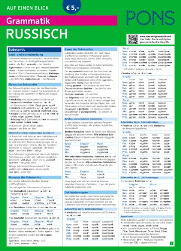 PONS Grammatik auf einen Blick Russisch: Alle wichtigen grammatischen Themen auf einen Blick (PONS Auf einen Blick)