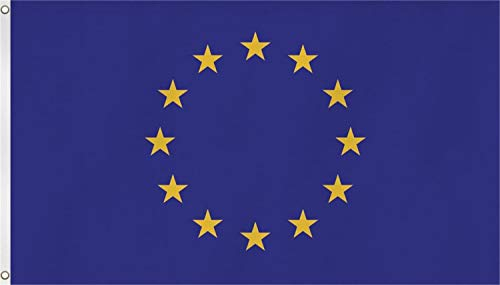 normani Fahne mit Zwei Metallösen zur Befestigung - Größe 90 x 150 cm Farbe Europa