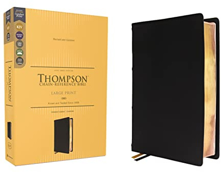 KJV, Thompson Chain-Reference Bible, Large Print, Genuine Leather, Cowhide, Black, Red Letter, Comfort Print