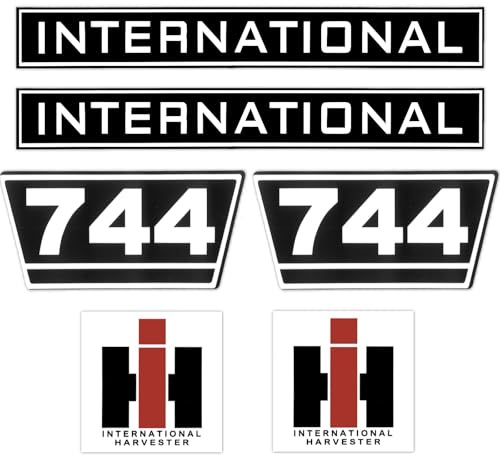 IHC International 744 Schwarz Weiß Klein Traktor Schlepper Aufkleber Klebefolie