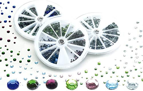 Pebaro 0259-7 1.440 Strasssteine zum Verzieren von Stoff, Leder, Papier, Glas und anderen Materialien, 4 verschiedene Größen und 7 Farben, für Hotfix Applikator Glitzersteine, Designen mit Strass