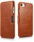 ICARER Tasche passend für Apple iPhone SE 2022 5G, iPhone SE 2020, iPhone 8, iPhone 7, 4.7 Zoll, Case mit Echt-Leder, Schutz-Hülle aufklappbar, Ultra-Slim Cover, Etui im Vintage Look, Braun