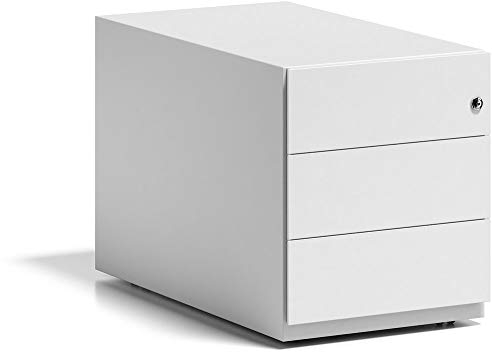 BISLEY Rollcontainer Note mit Griffleiste, 3 Universalschubladen, Metall, 696 Verkehrsweiß, 77.5 x 42 x 49.5 cm