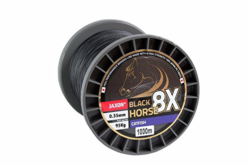 Jaxon Geflochtene Schnur Black Horse Catfish Wels Wallerschnur 1000m Spule (0,07€/m) (0,55mm / Tragkraft 95kg)