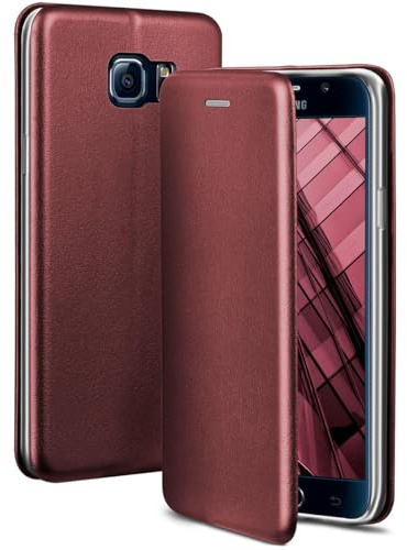 ONEFLOW Business Case für Samsung Galaxy S6 Handyhülle klappbar mit Standfunktion, Klapphülle Flipcase Cover Dünn, PU Leder Hülle mit Kartenfach, 360 Grad Schutzhülle, Weinrot