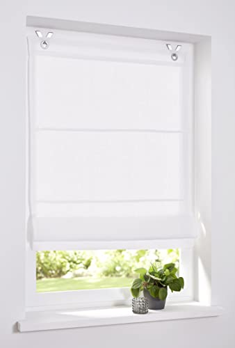 Raffrollo/Ösenrollo Metis Creme 100% Leinen ca. 80 * 210 cm