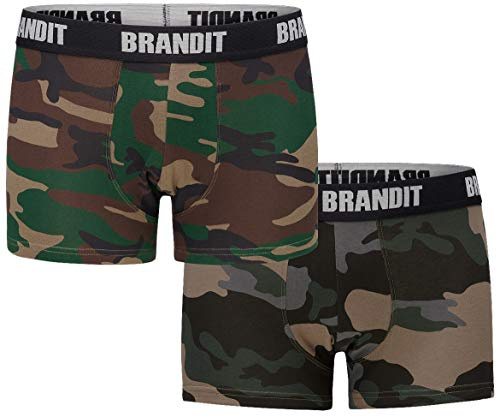 Brandit Boxer Shorts Logo 2 Pack, Farbe: woodl.+dk., Größe: XXL