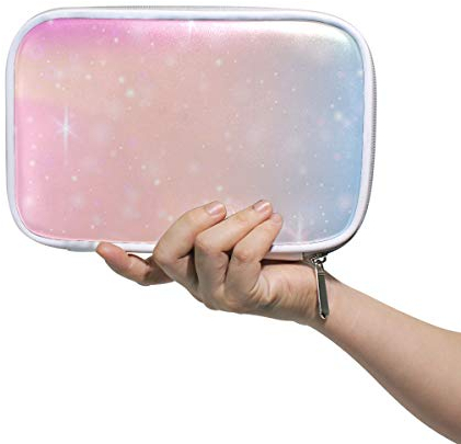 ISAOA Multifunktionales Federmäppchen mit großem Fassungsvermögen für die Schule, rosa Glitzer-Herzen, stabiles Schreibwaren-Federmäppchen, Kosmetiktasche für Stifte, Make-up, Pinsel, Notizbuch,