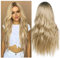 Perücke Blond Damen Lang Locken Perücken Für Frauen Mädchen Natürliche Haar Dunkle Wurzel Mittelteil Kleines Perücke Party/Kostüm Ombre Blond Wavy Wig