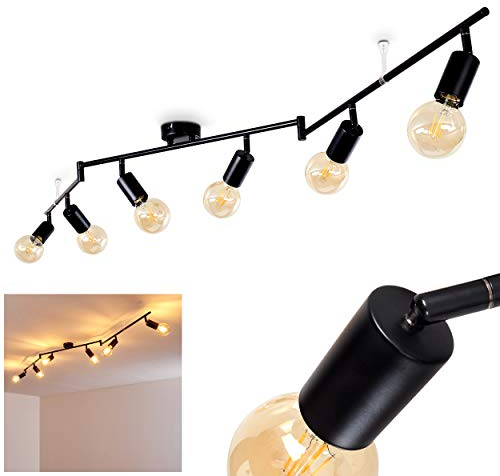 Deckenleuchte Maidford, Deckenlampe aus Metall in Schwarz, 6-flammig, mit verstellbaren Strahlern, 6 x E27-Fassung, Spot im Retro/Vintage Design, ohne Leuchtmittel