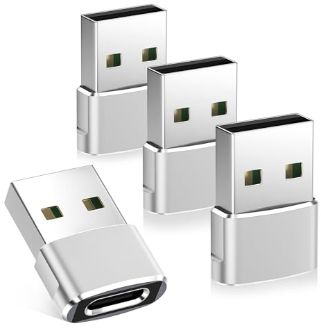 BASESAILOR USB to USB C Adapter 4Pack Type C Female to USB A Male Adapter | Charger Connector for iPhone 17 16 15 14 13 12 Series,iPad 10th Air 5 Mini 7,Samsung Galaxy S20-S26 Ultra A Series,Pixel 5-10