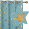 Deconovo Verdunkelungsgardinen Vorhänge Blickdicht Wohnzimmer Thermo mit Ösen Sterne, 229x117 cm(HöhexBreite), Himmelblau, 2er Set