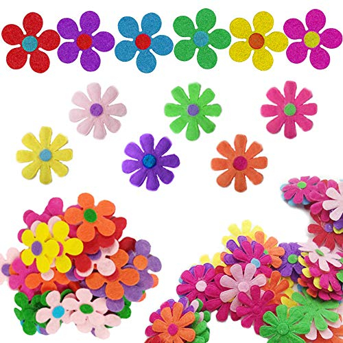 Anyasen Filzblüten 200 Stück Filz Blumen Stoff Blumen Verschönerungen Bunte Stoff Blümchen Deko Blumen Filz Blume DIY Blume Stoff Blumen Verschönerungen für Bastelarbeiten Filzblumen Deko DIY Handwerk