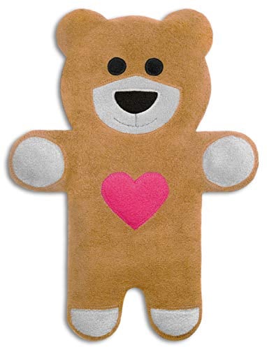 Leschi SACO TÈRMICO de semillas para microondas/Para el dolor de estómago/Animal: Oso peluche, Teddy con corazón, beige