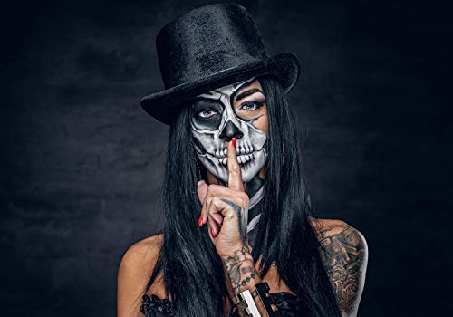 wandmotiv24 Fototapete Frau Gesicht Totenkopf, XL 350 x 245 cm - 7 Teile, Wanddeko, Wandbild, Wandtapete, Mexiko Indianer Tattoo Portrait M6509