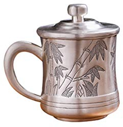 Tazza d'acqua in argento sterling fatto a mano, tazza di acqua della tazza di tè, vetro del cocktail del whisky, tazza, tazza d'acqua d'argento sterling di grande capacità con coperchio,Bamboo