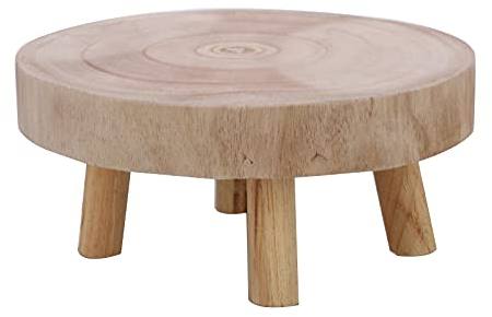 HLTER Mini-Holzhocker, Ständer, runder Blumenhocker aus Holz, Vintage, runde Holzmaserung, Garten, Blumentopfständer, Topfpflanzenregal für Innen- und Außenbereich, Gartendekoration