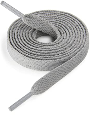 CCSOFTIME Flat Grey Shoe laces for Trainers Converse Air Force 1,Replacement Sneaker Laces for Sport Shoes,Casual Shoe,Wide 8mm Laces for Men Women Kids Adult,(1Pair-Grey-120cm)
