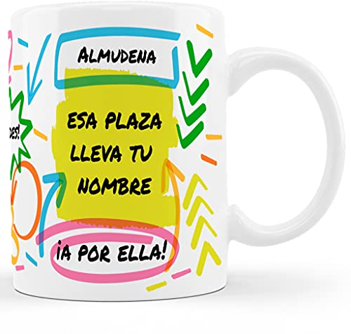 Bee Ingenious Taza Opositora Personalizada Con Nombre - Regalos Para Opositores - Taza de Cerámica Para Desayuno (Una Plaza Es Tuya)