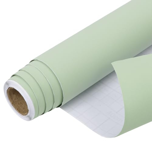 Arthome Vert Mat Contact Papier Peel and Stick 44cmx3m Papier Peint Vert Solide Texturé Film Vinyle Décoratif Autocollant pour Comptoir Armoires Rénovation Meubles Décoration Murale Recouvrement