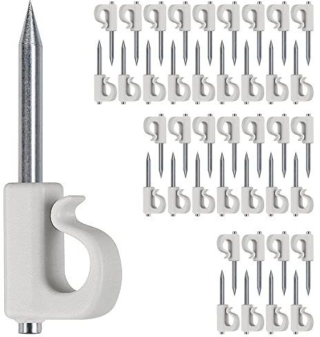 SELEWARE Q-Hanger Hooks for Outdoor String Lights, Home Christmas Lights Hanger Hooks with Nails for Easy Release Outdoor Wire and Fairy Lights, Heavy Duty 18kg Capacity (Greyish 40Pcs)