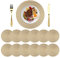 NAKIHOUSE Tischsets Abwaschbar Rund Geflochten Tischset 12er Set, 38cm Rund Platzsets Abwischbar, rutschfest, Hitzebeständig Schmutzabweisend Gold Platzdeckchen für Hochzeit, Restaurant, Küche