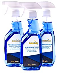 Dederichs Scheibenenteiser 1.5 Liter, sekundenschnelles enteisen von Scheiben einfach ohne kratzen,klare Sache & klare Sicht,3-teiliges Set