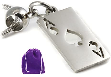Dave The Bunny Ace of Spade Pendant | Stainless Steel Poker Gift for Men & Women, Ace of Spades Necklace