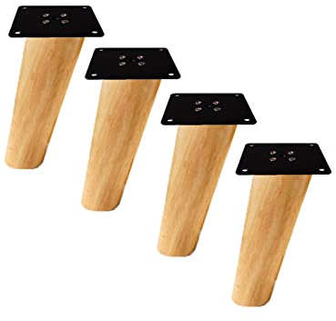 Massivholz Möbelbeine Schräger Kegel Ersatz Möbelfüße Stützfüße Möbelbeine für Sofa Bett Schrank Holz Möbel Beine Ersatz für Schrank Stuhl Couch Bett Füße Holzfarbe 4 Stück (20cm)