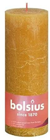 Bolsius Rustikale Blockkerze 19/6.8 Ocker, Kerze, Stumpen- und Kugelkerzen, Unparfümiert, Heimdekoration