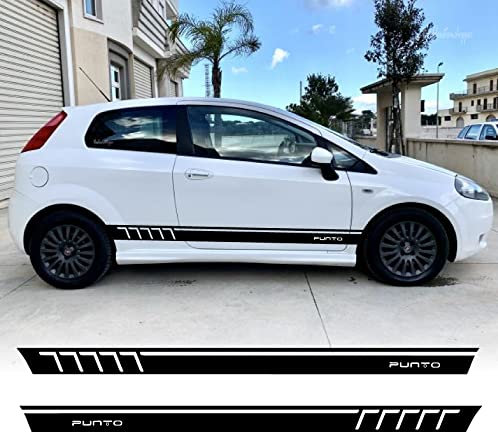 Adesivi Stickers compatibile per Fiat Grande Punto Fasce Punto Sport laterali Auto Tuning Abarth (NERO OPACO)