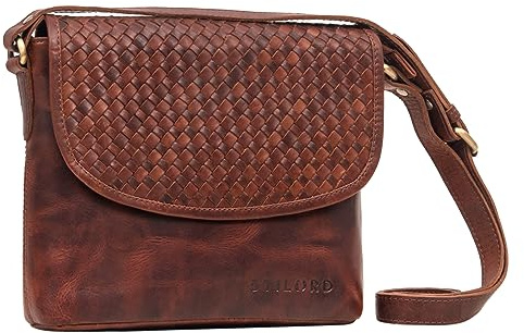STILORD Nika Crossbody Bag Damen Leder geflochten - Kleine Umhängetasche Vintage Boho Handtasche Mini Schultertasche für Festival Party Freizeit aus Echt Leder Farbe:Porto - Cognac