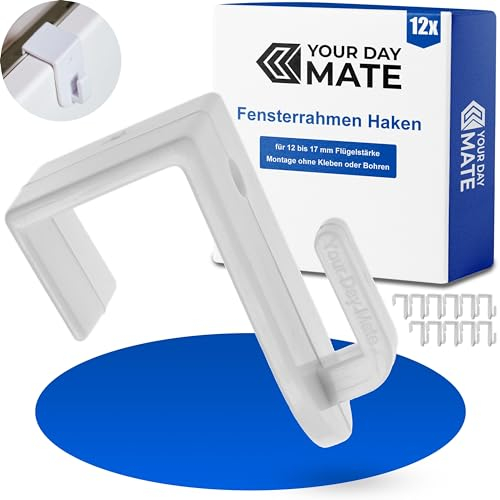 Ganci per finestre da appendere, 12 pz, in Bianco, ganci decorativi per ante con spessore da 12 a 17 mm, ganci per porte senza incollaggio o foratura, clip per finestre per luci fiabesche