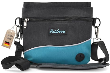 PetLove Leckerlibeutel für Hunde • Futterbeutel mit Magnetverschluss • Inklusive Kotbeutelspender & verwendbar als Bauchtasche • Türkis
