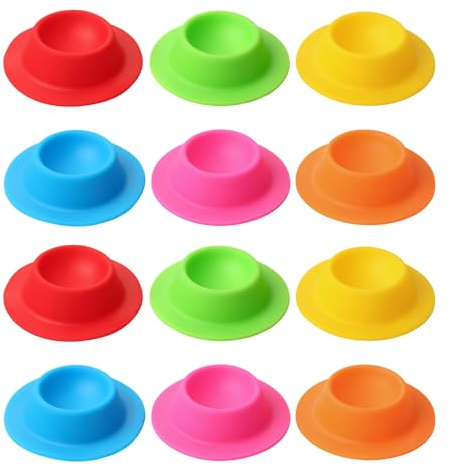 Schramm® Eierbecher aus Silikon farbig sortiert 4, 6 oder 12 Stück wählbar 8,5 x 2,5 cm Eierhalter mit Ablage Eierständer BPA-frei, Größe:12 Stück