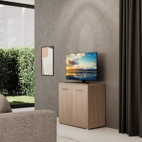 Linea Azzurra Mobile Porta TV da 90 con 2 Ante H80xL90xP45 Supporto Televisione da Pavimento in Legno 100% Made In Italy (Olmo)