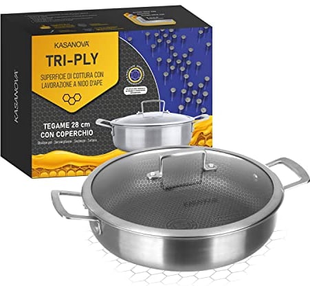 KASANOVA 28 cm Topf mit 3-lagigem Deckel Dreilagig grau Kochen